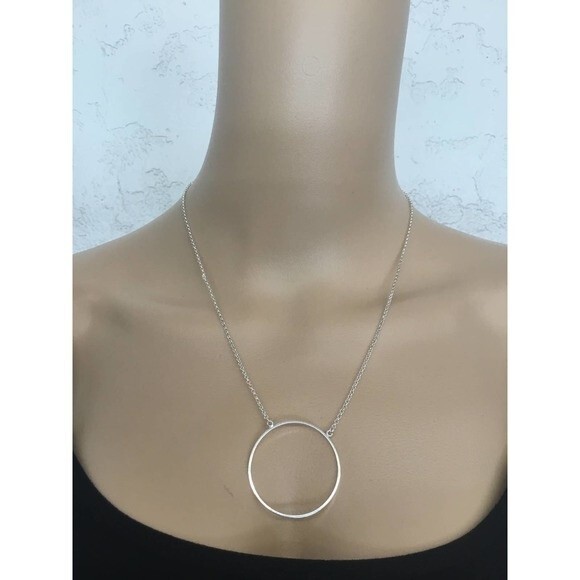 Lele  Sadoughi Silver Circle Necklace - Picture 1 of 5